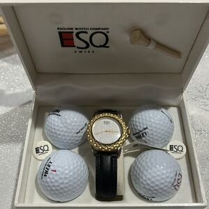 Movado ESQ Golf Watch Swiss Made Limited Collectors Edition With Balls And Box